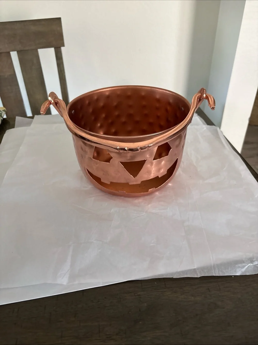 Copper Halloween Jack-O'-Lantern Candy Bucket